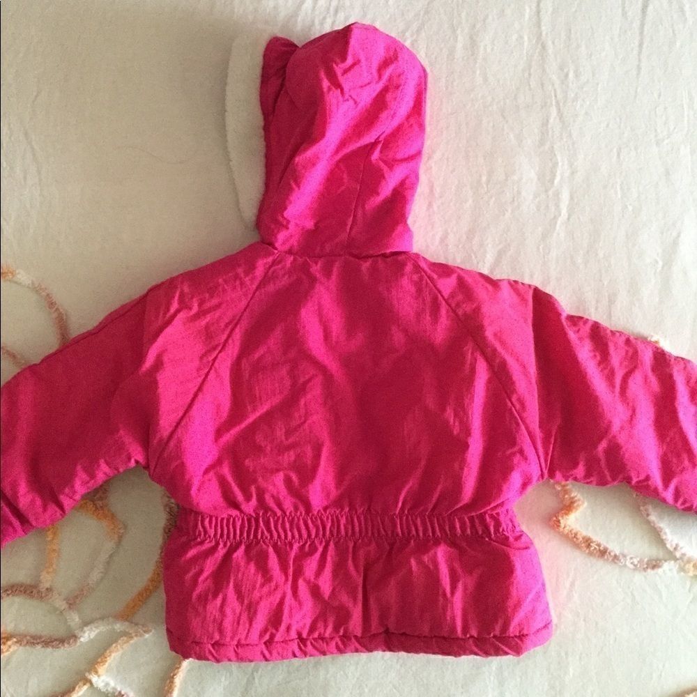 80’s hooded floral puffer faux fur hooded jacket - Picture 3 of 5